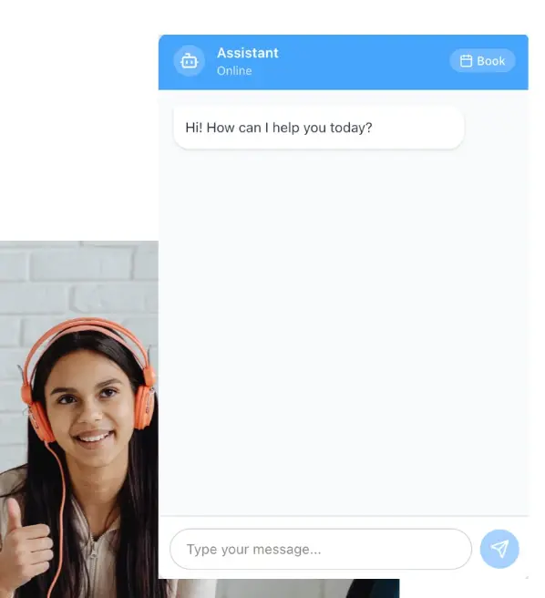 Website visitor chatting with the Tecton Scheduler AI booking assistant widget